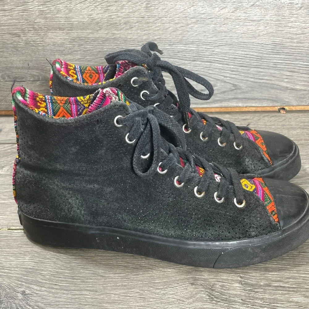 Inkkas High Top Sneakers Womens 9 Mens 7 Black Suede Ankle Skate BMX Aztec Shoes